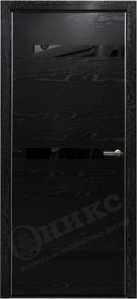 межкомнатная дверь Оникс «Силуэт» (остекленная, черная эмаль с серебрянной патиной)